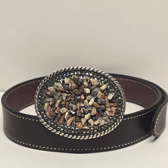 Vintage COBLENTZ Brown Leather Western Belt Stones  Vintage COBLENTZ Brown Leather Western Belt Stones Rhinestones Buckle Cowgirl